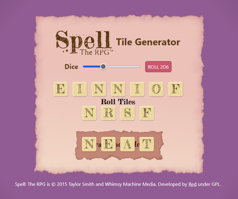 Spell: The RPG – Letter Tile Generator